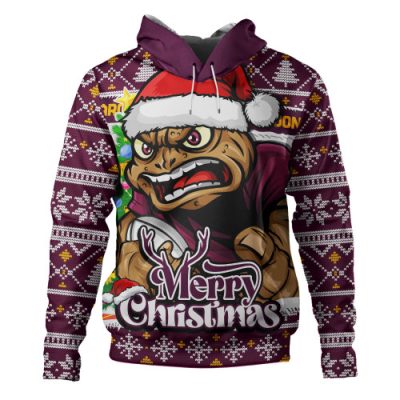 Queensland Maroons Hoodie Merry Christmas Game Day Knit Style Team Edition
