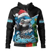 Cronulla-Sutherland Sharks Hoodie Santa Scoring Touchdown On Christmas Game Day