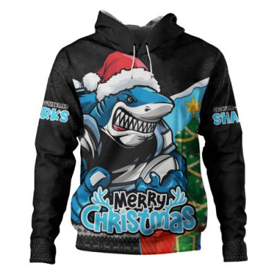 Cronulla-Sutherland Sharks Hoodie Santa Scoring Touchdown On Christmas Game Day