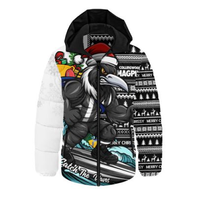 Collingwood Hooded Padded Jacket Christmas Holiday Santa Rides The Waves