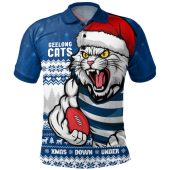 Geelong Cats Polo Shirt Merry Christmas Down Under Footy Power Style