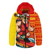 Gold Coast SUNS Hooded Padded Jacket Christmas Holiday Santa Rides The Waves