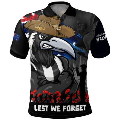 Collingwood Polo Shirt ANZAC Inspired Football Fan Memorial Design
