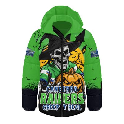 Canberra Raiders Hooded Padded Jacket Dark Moon Rugby Halloween Battle Edition