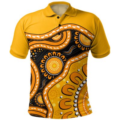 Indigenous Australian Aboriginal Polo Shirt Sun Pathway Walkabout