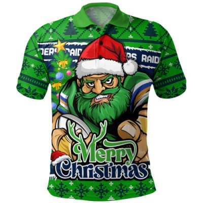 Canberra Raiders Polo Shirt Merry Christmas Game Day Knit Style Team Edition