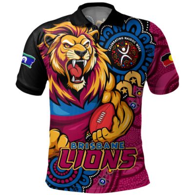 Brisbane Lions Polo Shirt Power Through Generations NAIDOC Edition