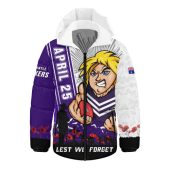 Fremantle Hooded Padded Jacket Anzac Day Lest We Forget Memorial