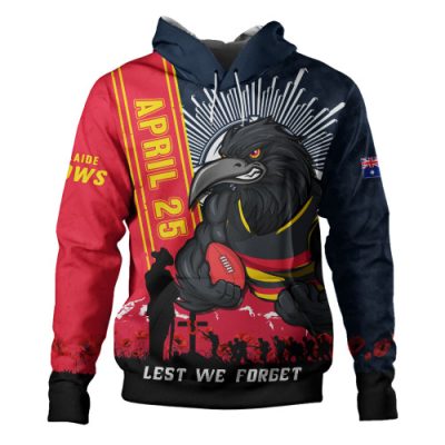 Adelaide Crows Hoodie Anzac Day Lest We Forget Memorial