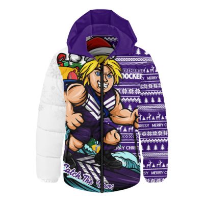 Fremantle Hooded Padded Jacket Christmas Holiday Santa Rides The Waves