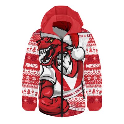 St. George Illawarra Dragons Hooded Padded Jacket Ugly Knit Style For Christmas Game Fans