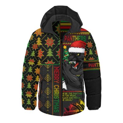 Penrith Panthers Hooded Padded Jacket Christmas Magic Knit Style Winter Glow