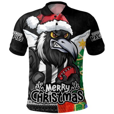 Collingwood Polo Shirt Santa Scoring Touchdown On Christmas Game Day