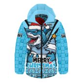 Cronulla-Sutherland Sharks Hooded Padded Jacket Merry Christmas Festive Spirit Edition