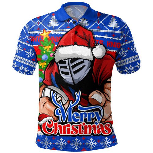 Newcastle Knights Polo Shirt Merry Christmas Game Day Knit Style Team Edition Newcastle Knights Polo Shirt Merry Christmas Game Day Knit Style Team Edition