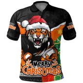 Wests Tigers Polo Shirt Santa Scoring Touchdown On Christmas Game Day