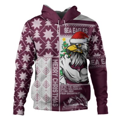 Manly Warringah Sea Eagles Hoodie Christmas Magic Knit Style Winter Glow