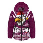 Manly Warringah Sea Eagles Hooded Padded Jacket Merry Christmas Festive Spirit Edition