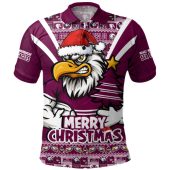 Manly Warringah Sea Eagles Polo Shirt Merry Christmas Festive Spirit Edition