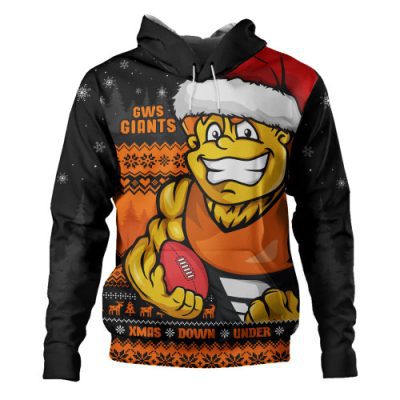 GWS GIANTS Hoodie Merry Christmas Down Under Footy Power Style
