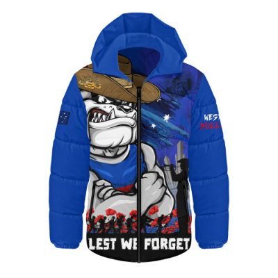 Western Bulldogs Hooded Padded Jacket ANZAC Inspired Football Fan Memorial Design