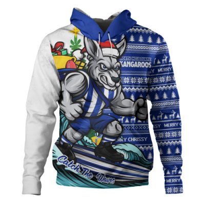 North Melbourne Hoodie Christmas Holiday Santa Rides The Waves
