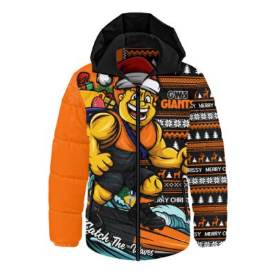 GWS GIANTS Hooded Padded Jacket Christmas Holiday Santa Rides The Waves