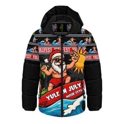 Australia Hooded Padded Jacket Santa's Yule Wave Ride