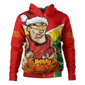 Gold Coast SUNS Hoodie Santa Scoring Touchdown On Christmas Game Day
