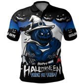Geelong Cats Polo Shirt Dark Pumpkin Halloween Spirit