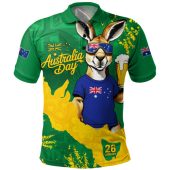 Australia Polo Shirt Australia Day Kangaroo Cheers Green Gold Celebration Edition