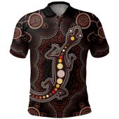 Indigenous Australian Aboriginal Polo Shirt Aboriginal Gecko Dreaming Path