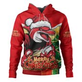 Redcliffe Dolphins Hoodie Santa Scoring Touchdown On Christmas Game Day