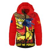 Gold Coast SUNS Hooded Padded Jacket ANZAC Inspired Football Fan Memorial Design