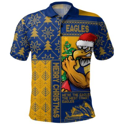 West Coast Eagles Polo Shirt Merry Christmas Knit Style Festive Spirit