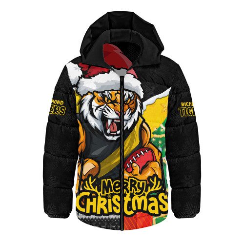 Richmond Hooded Padded Jacket Santa Scoring Touchdown On Christmas Game Day Richmond Hooded Padded Jacket Santa Scoring Touchdown On Christmas Game Day