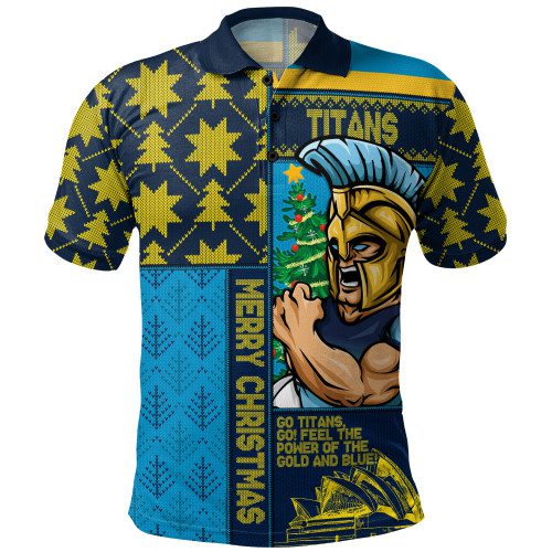 Gold Coast Titans Polo Shirt Christmas Magic Knit Style Winter Glow Gold Coast Titans Polo Shirt Christmas Magic Knit Style Winter Glow
