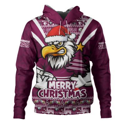 Manly Warringah Sea Eagles Hoodie Merry Christmas Festive Spirit Edition