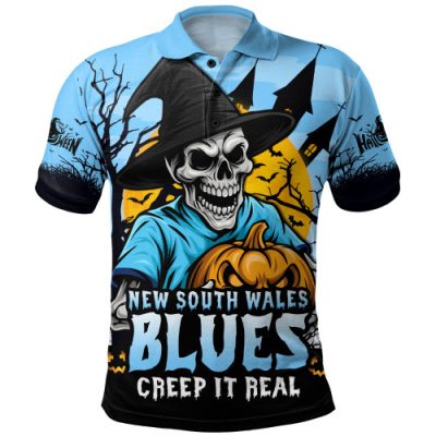 New South Wales Blues Polo Shirt Dark Moon Rugby Halloween Battle Edition