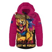 Brisbane Lions Hooded Padded Jacket ANZAC Inspired Football Fan Memorial Design