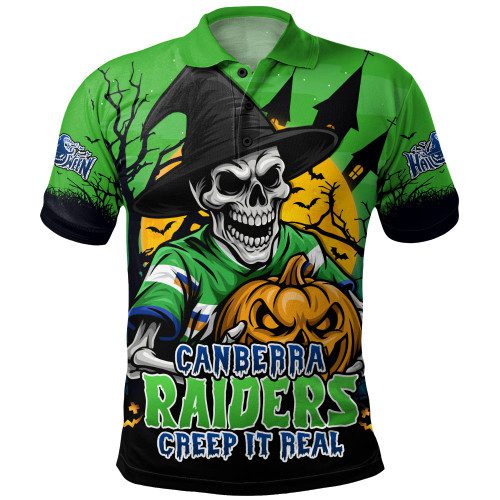 Canberra Raiders Polo Shirt Dark Moon Rugby Halloween Battle Edition Canberra Raiders Polo Shirt Dark Moon Rugby Halloween Battle Edition
