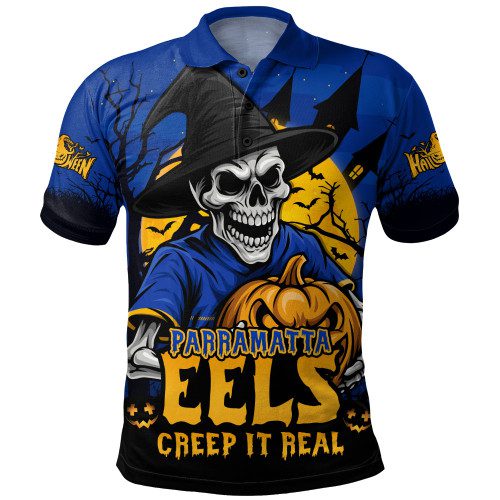 Parramatta Eels Polo Shirt Dark Moon Rugby Halloween Battle Edition Parramatta Eels Polo Shirt Dark Moon Rugby Halloween Battle Edition