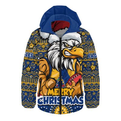 West Coast Eagles Hooded Padded Jacket Ugly Christmas Knit Patterns Vintage Jersey
