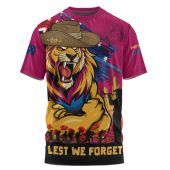 Brisbane Lions T-Shirt ANZAC Inspired Football Fan Memorial Design