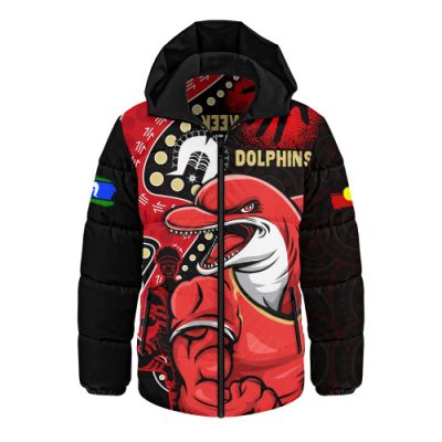 Redcliffe Dolphins Hooded Padded Jacket NAIDOC Indigenous Warrior Spirit