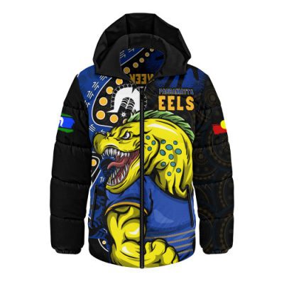 Parramatta Eels Hooded Padded Jacket NAIDOC Indigenous Warrior Spirit