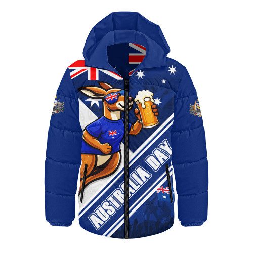 Australia Hooded Padded Jacket Australia Day Kangaroo Beer Spirit Of Celebration Australia Hooded Padded Jacket Australia Day Kangaroo Beer Spirit Of Celebration