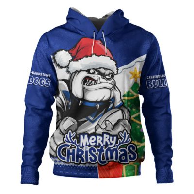 Canterbury-Bankstown Bulldogs Hoodie Santa Scoring Touchdown On Christmas Game Day