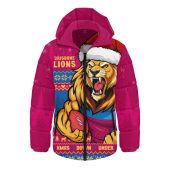 Brisbane Lions Hooded Padded Jacket Merry Christmas Down Under Footy Power Style
