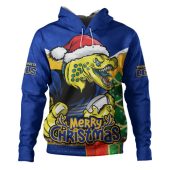 Parramatta Eels Hoodie Santa Scoring Touchdown On Christmas Game Day